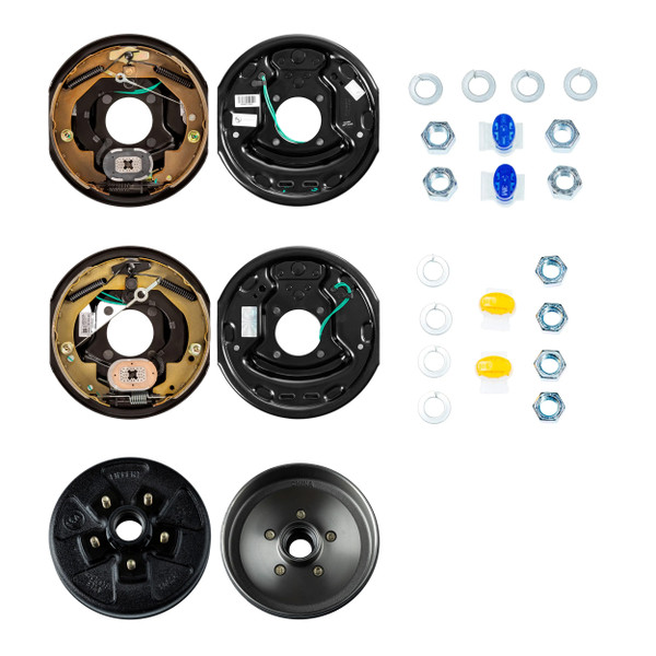Lippert 10" 3,500 lb RV Brake Kit – 1 Brake Drum Hub (5 on 4.5", 1/2" Stud with Bearing Cone) with 1 Left & 1 Right Forward Self-Adjusting Brake (10" x 2.25") - Lippert