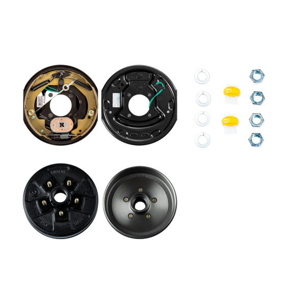 Lippert 10" 3,500 lb RV Brake Kit – 1 Brake Drum Hub (5 on 4.5", 1/2" Stud with Bearing Cone) with 1 Right Forward Self-Adjusting Brake (10" x 2.25") - Lippert