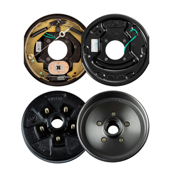 Lippert 3,500 lb RV Brake Kit  1 Right Forward Self-Adjusting Brake (10" x 2.25") with 1 Brake Drum Hub (10", 5 on 4.5", 1/2" Stud, with Bearing Cone) LIPKITF4E2E - Lippert