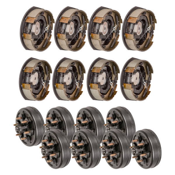 Lippert 10" Trailer Brake Kit – 8 Hubs 6 on 5.5", 1/2" Stud, Plus 4 Driver & 4 Passenger Forward Self-Adjusting Brakes for 4,400 lbs Axles - Lippert