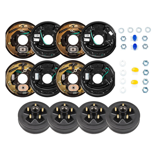 Lippert 3,500 lb Brake Kit  2 Left & 2 Right Forward Self-Adjusting RV Brake Assemblies (10" x 2.25") with 4 Trailer Brake Hubs (10", 5 on 4-1/2", 1/2" Studs) LIPKITBEDI3 - Lippert