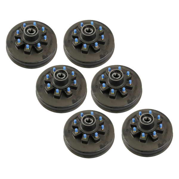 Lippert (6-Pack) 8K lbs Brake Drum Hub Assembly for 8,000- Axle - 8 on 6.5", 5/8" Stud - Heavy-Duty Trailer Component - CURT