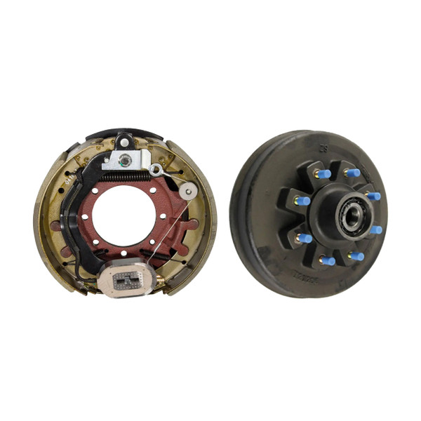 Lippert 16,000 lb Trailer Brake Kit – 1 Threaded Brake Hub (8 on 275 mm, 17.5" Wheels, M22 Studs) with 1 Passenger-Side Forward Self-Adjusting Brake (12-1/4" x 5") - Lippert
