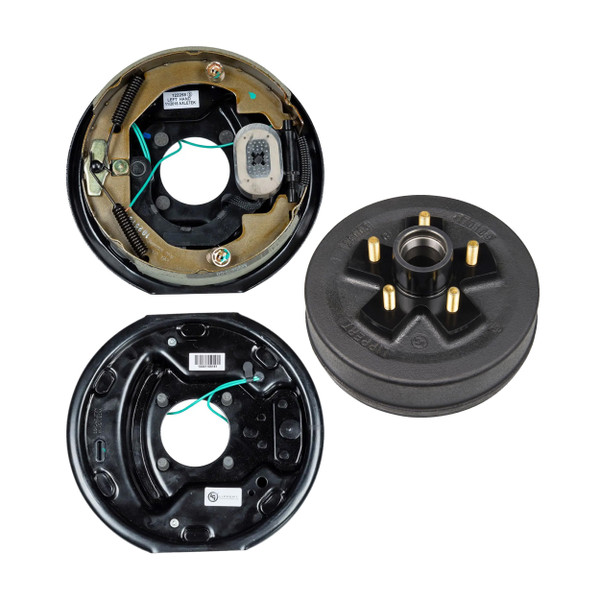 Lippert 3,500 lb Trailer Brake Kit – 1 Electric Trailer Brake Assembly Left Side (10" x 2.25") & 1 Trailer Brake Hub (5 on 4.5", 1/2" Stud) - Lippert