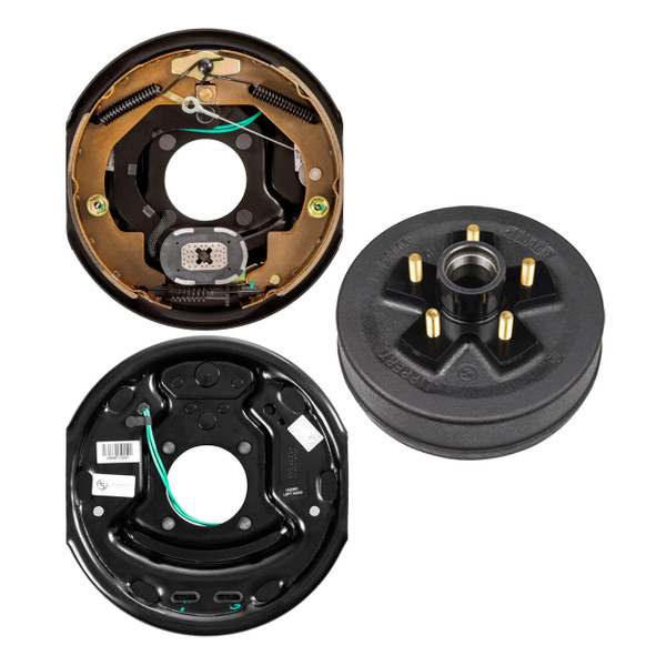 Lippert 3,500-lb 10" Forward Self-Adjusting RV Brake (Left Side) & 1 Lippert 10" Trailer Brake Hub Assembly - 5 on 4.5", 1/2" Stud - Lippert