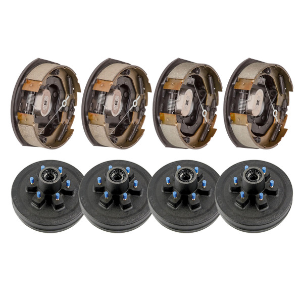 Lippert 4,400 lb RV Brake Kit  4 Brake Drum Hubs (10", 6 on 5.5", 1/2" Stud) with 2 Left & 2 Right Forward Self-Adjusting Brakes (10" x 2-1/4") LIPKIT0G4IG - Lippert