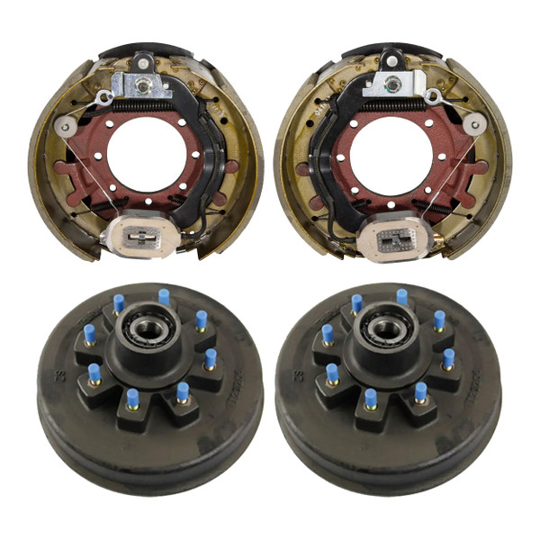 Lippert 12,000 lb RV Brake Kit  2 Brake Drum Hubs (8 on 6.5", 5/8" Stud) with 1 Left & 1 Right Electric Trailer Brake Assembly (12.25" x 5") LIPKIT58BIC - Lippert