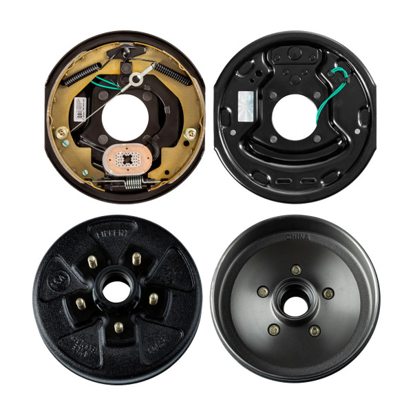 Lippert 10" 3,500 lb RV Brake Kit – 1 Brake Drum Hub (5 on 4.5", 1/2" Stud, with Bearing Cone) with 1 Right Side Forward Self-Adjusting Brake - Lippert