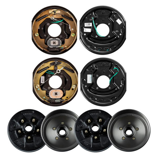 Lippert 10" 3,500 lb RV Brake Kit  2 Brake Drum Hubs (5 on 4.5", 1/2" Stud, w/ Bearing Cone) with 1 Left & 1 Right Forward Self-Adjusting Brake LIPKIT5A4D6 - Lippert