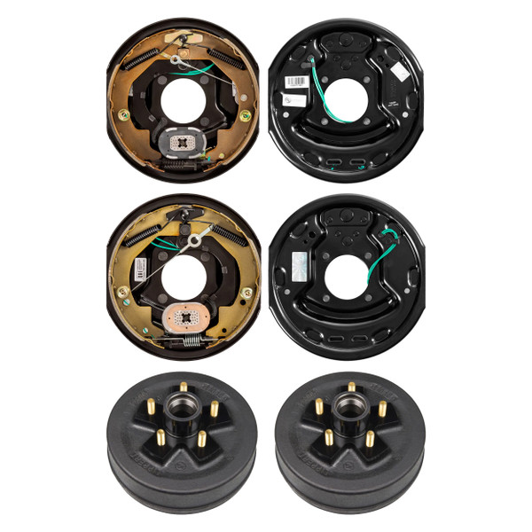 Lippert 10" 3,500 lb RV Brake Kit  2 Trailer Brake Hubs (5 on 4.5", 1/2" Stud) with 1 Left & 1 Right Forward Self-Adjusting Brake (10" x 2.25") LIPKITB5J18 - Lippert