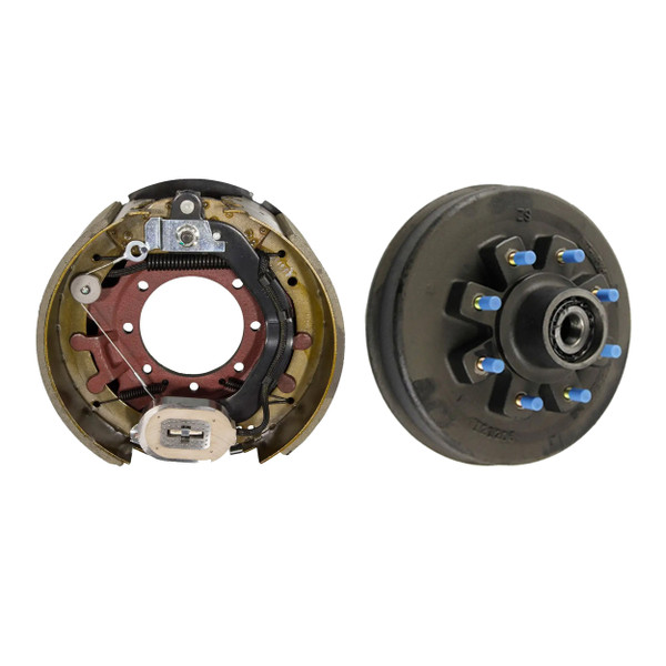 Lippert 16,000 lb Threaded Brake Hub – 8 on 275 mm, 17.5" Wheels, M22 Studs with 1 Left Forward Self-Adjusting Brake (12-1/4" x 5", 7-Bolt) - Lippert