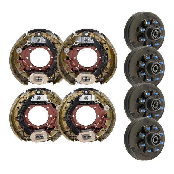 Lippert 12-16K Trailer Brake Kit – 4 Threaded Brake Hubs (8 on 275 mm, 17.5" Wheels, M22 Studs) with 2 Driver & 2 Passenger Forward Self-Adjusting Brake - Lippert