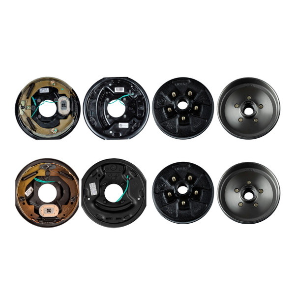 Lippert 10" 3,500 lb Electric Trailer Brake Kit – 2 Brake Drum Hubs (5 on 4.5", 1/2" Stud with Bearing Cone) with 1 Left & 1 Right Electric Brake (10" x 2.25") - Lippert