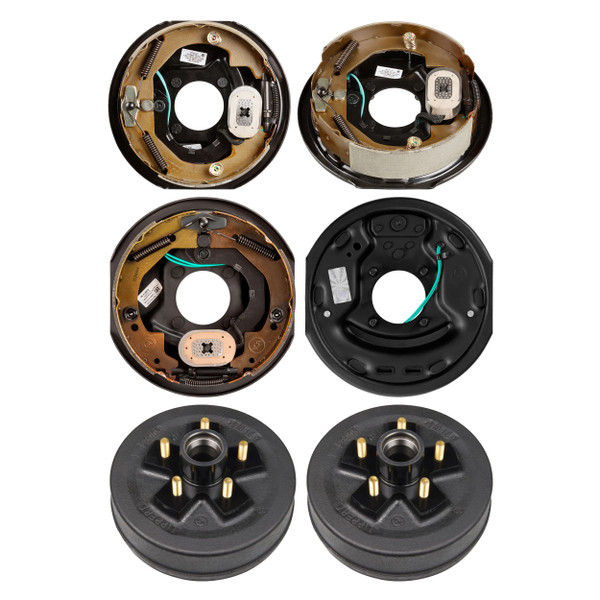 Lippert 10" 3,500 lb Electric Trailer Brake Kit 2 Trailer Brake Hubs (5 on 4.5", 1/2" Stud) with 1 Left & 1 Right Electric Brake Assembly (10" x 2.25") LIPKIT8JEA1 - Lippert