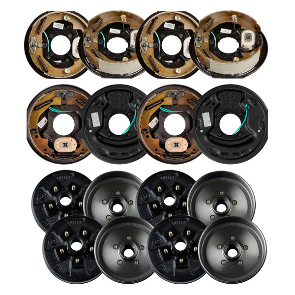 Lippert 10" 3,500 lb Electric Trailer Brake Kit  4 Brake Drum Hubs (5 on 4.5", 1/2" Stud with Bearing Cone) with 2 Left & 2 Right Brakes (10" x 2.25") - Lippert