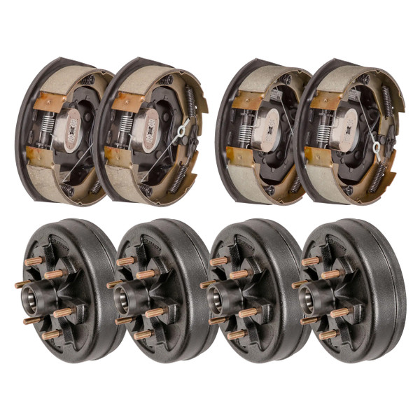 Lippert 10" 4,400 lb RV Brake Kit – 4 Brake Hubs (6 on 5.5", 1/2" Stud) with 2 Left & 2 Right Forward Self-Adjusting Brakes (10" x 2-1/4") - Lippert