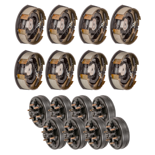 Lippert 10" 4,400 lb RV Brake Kit  8 Hubs (6 on 5.5", 1/2" Stud) with 4 Left & 4 Right Forward Self-Adjusting Brakes (10" x 2-1/4", 4-Bolt) LIPKITB7FA9 - Lippert