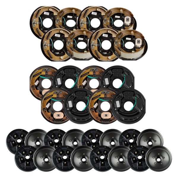 Lippert 3,500-lb 10" Electric Trailer Brake Assemblies Left & Right + 10" Brake Drum Hub with Bearing Cone, 5 on 4.5", 1/2" Stud - Lippert