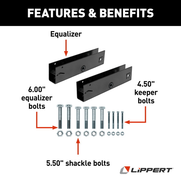 Lippert Axle Attaching Parts for 12,000 & 16,000-lb. Slipper Tandem Axles - 48-1/4" 302964