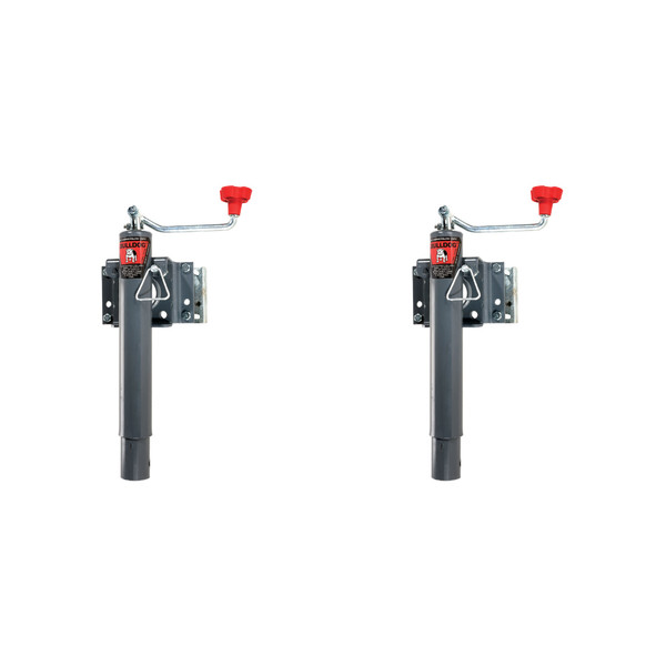 BULLDOG (2-Pack) Round Trailer Jack, Side Mount, 2,000 lbs. Lift Capacity, Topwind, Bolt-On, 10 Inch Travel - Bulldog