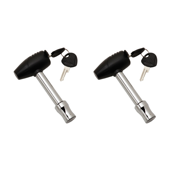 BULLDOG (2-Pack) Trailer Hitch Lock, Fits 1-1/4 Inch & 2 Inch Square Receivers, 1/2 Inch & 5/8 Inch Pin Diameter, Easy Access - Bulldog