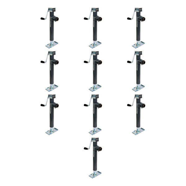 BULLDOG (10-Pack) Round Trailer Jack, Side Mount, 5,000 lbs. Lift Capacity, Sidewind, Weld-On, Includes Footplate, 15 Inch Travel - Bulldog