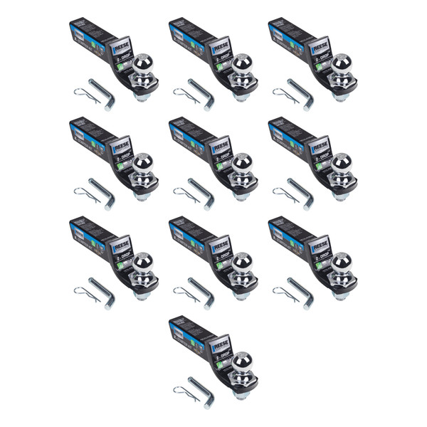 Reese Towpower (10-Pack) Interlock® Trailer Hitch Ball Mount Starter Kit, Fits 2 Inch Square Receiver, 2 Inch Drop, 6,000 lbs. Capacity, Includes 2 Inch Trailer Ball and Pin & Clip, Black - Reese Towpower