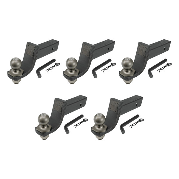 Reese (5-Pack) Interlock® Tactical Trailer Hitch Ball Mount Starter Kit, Fits 2 Inch Square Receiver, 3.25 Inch Drop, 5,000 lbs. Capacity, Includes 2 Inch Trailer Ball and Pin & Clip, Matte Black - Reese