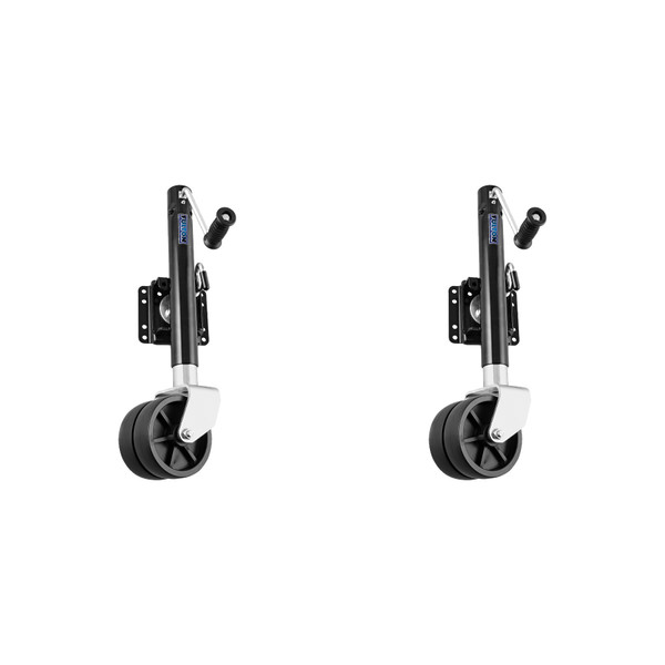 Fulton (2-Pack) Marine Trailer Jack, 1,500 lbs. Lift Capacity, Sidewind, Bolt-On Side Mount, 12 Inch Travel, Dual Wheel, Black - Fulton