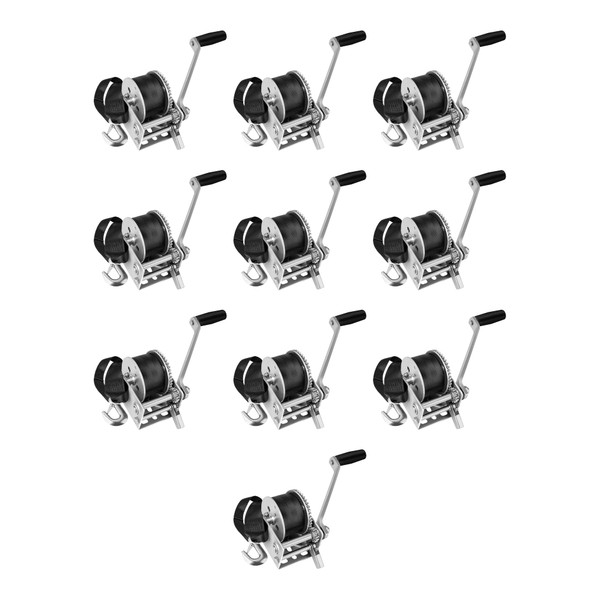 Fulton (10-Pack) Trailer Winch, Single-Speed, 900 lbs. Capacity, 15 Foot Strap, 7 Inch Handle, Silver - Fulton