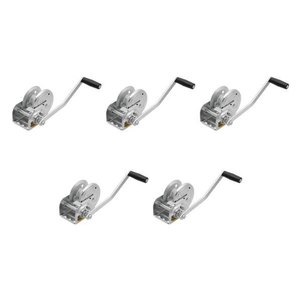 Fulton (5-Pack) Brake Winch, 1,000 lbs. Capacity, No Strap, Covered Gears, Deluxe, Silver - Fulton