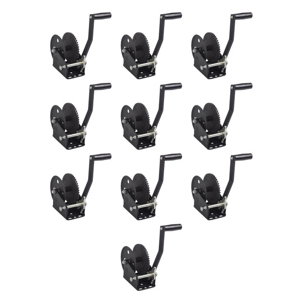 Fulton (10-Pack) Trailer Winch, Single-Speed, 1,500 lbs. Capacity, No Strap, 8 Inch Handle, Black - Fulton