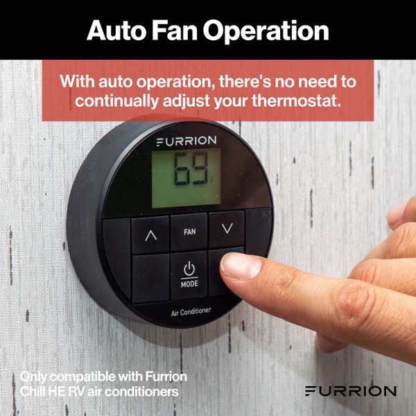 Furrion Chill Single-Zone Basic Backlit LED Wall Thermostat - Black, 2 Fan Speeds #FACW10ESSA-BL