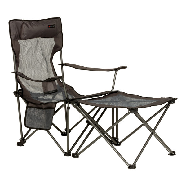 Lippert Sun Soaker Vented Reclining Camping Chair with Footrest - Dark Grey - Lippert
