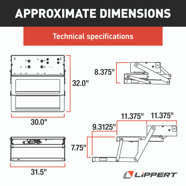 LIPPERT Kwikee 25 Series Electric Step Assembly Frame #908025000