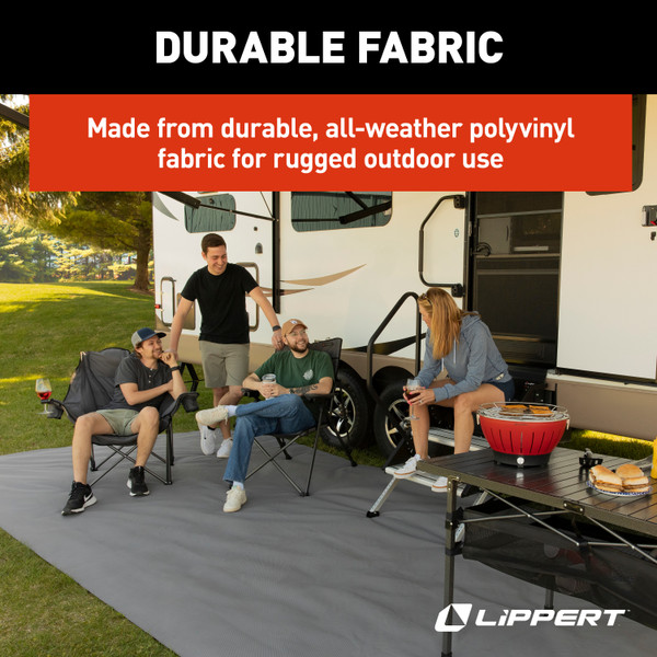 Lippert Outdoor Patio Rug - Gray, 6' x 9'