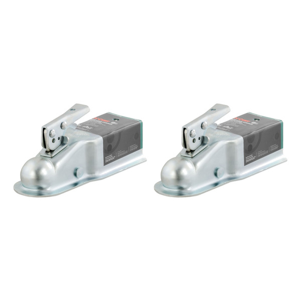 CURT (2-Pack) 2" Straight-Tongue Coupler with Posi-Lock (3" Channel, 5,000 lbs, Zinc) - CURT