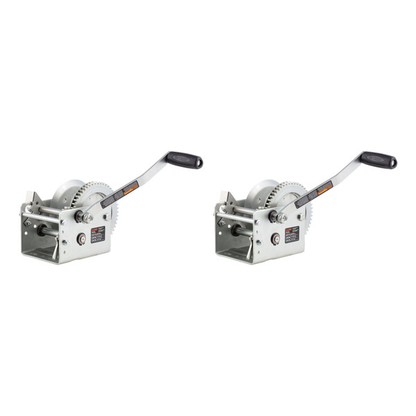 CURT (2-Pack) Hand-Crank 2-Speed Winch, 2,600 lbs, 12.7:1 Low Gear Ratio, 10.6" Handle - CURT