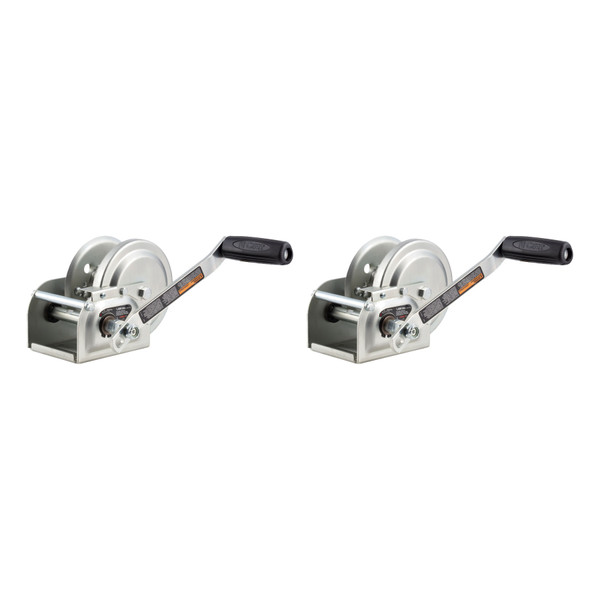CURT (2-Pack) Hand-Crank Brake Winch, 1,000 lbs, 4.2:1 Gear Ratio, 7" Handle - CURT