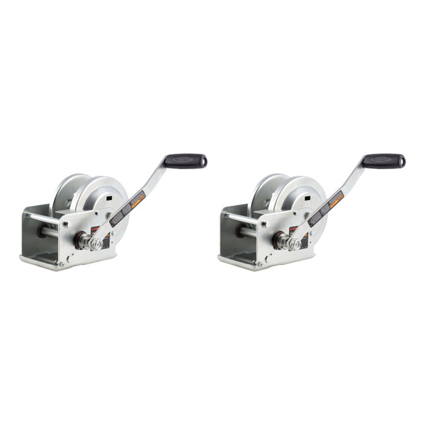 CURT (2-Pack) Hand-Crank Brake Winch, 1,500 lbs, 5:1 Gear Ratio, 10.6" Handle - CURT