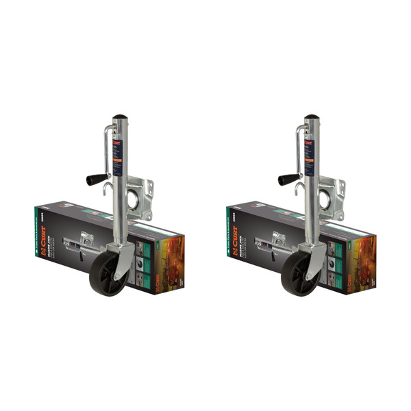 CURT (2-Pack) Marine Trailer Jack with 6" Wheel (1,000 lbs, 10" Travel, Packaged) - CURT