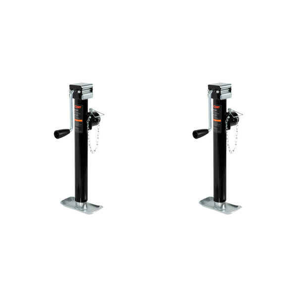 CURT (2-Pack) Pipe-Mount Swivel Trailer Jack with Side Handle (5,000 lbs, 15" Travel) - CURT