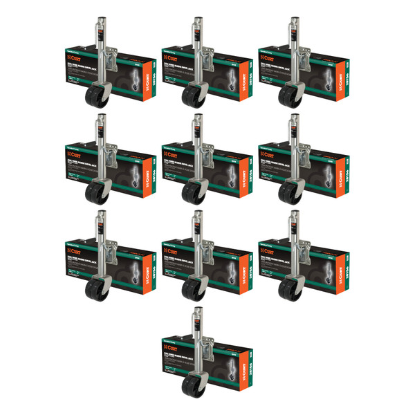 CURT (10-Pack) Marine Jack with Dual 6" Wheels (1,500 lbs, 10" Travel, Packaged) - CURT