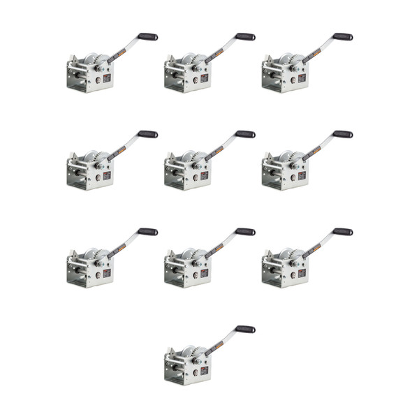CURT (10-Pack) Hand-Crank 2-Speed Winch, 2,000 lbs, 10.25:1 Low Gear Ratio, 10.6" Handle - CURT