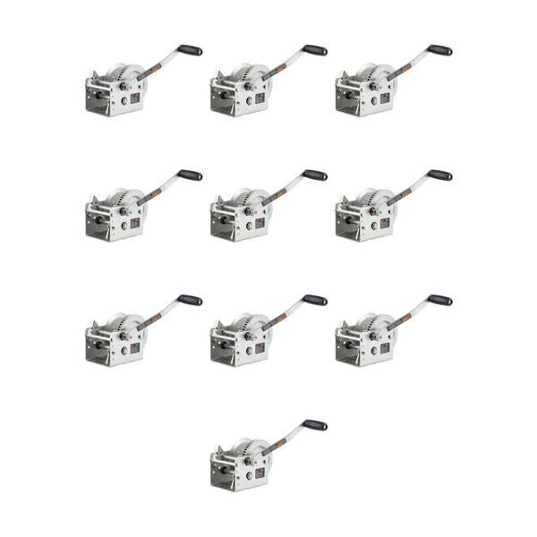 CURT (10-Pack) Hand-Crank 2-Speed Winch, 2,600 lbs, 12.7:1 Low Gear Ratio, 10.6" Handle - CURT
