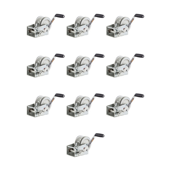 CURT (10-Pack) Hand-Crank 2-Speed Winch, 3,200 lbs, 17.5:1 Low Gear Ratio, 9.6" Handle - CURT