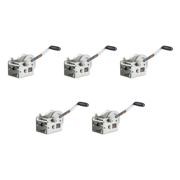 CURT (5-Pack) Hand-Crank 2-Speed Winch, 2,600 lbs, 12.7:1 Low Gear Ratio, 10.6" Handle - CURT