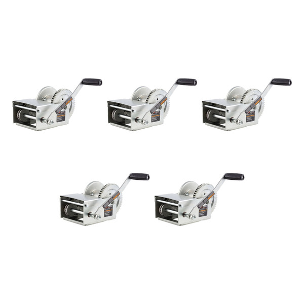 CURT (5-Pack) Hand-Crank Brake Winch, 2,500 lbs, 15.8:1 Gear Ratio, 10.6" Handle - CURT
