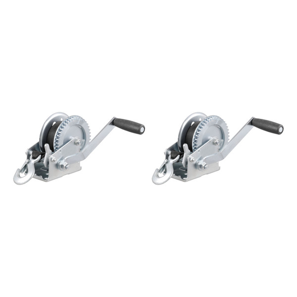 CURT (2-Pack) Hand Crank Winch with 20' Strap (1,400 lbs, 7-1/2" Handle) - CURT