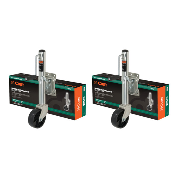 CURT (2-Pack) Marine Jack with 6" Wheel (1,200 lbs, 10" Travel, Packaged) - CURT